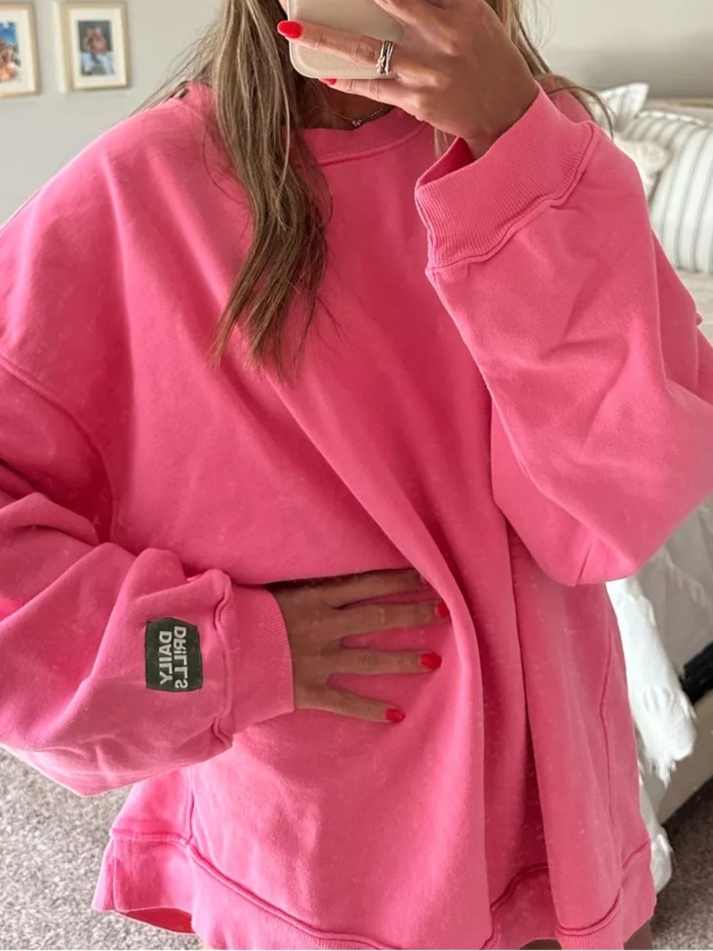 Daily Drills Oversized Hot Pink Crewneck Sweatshirt